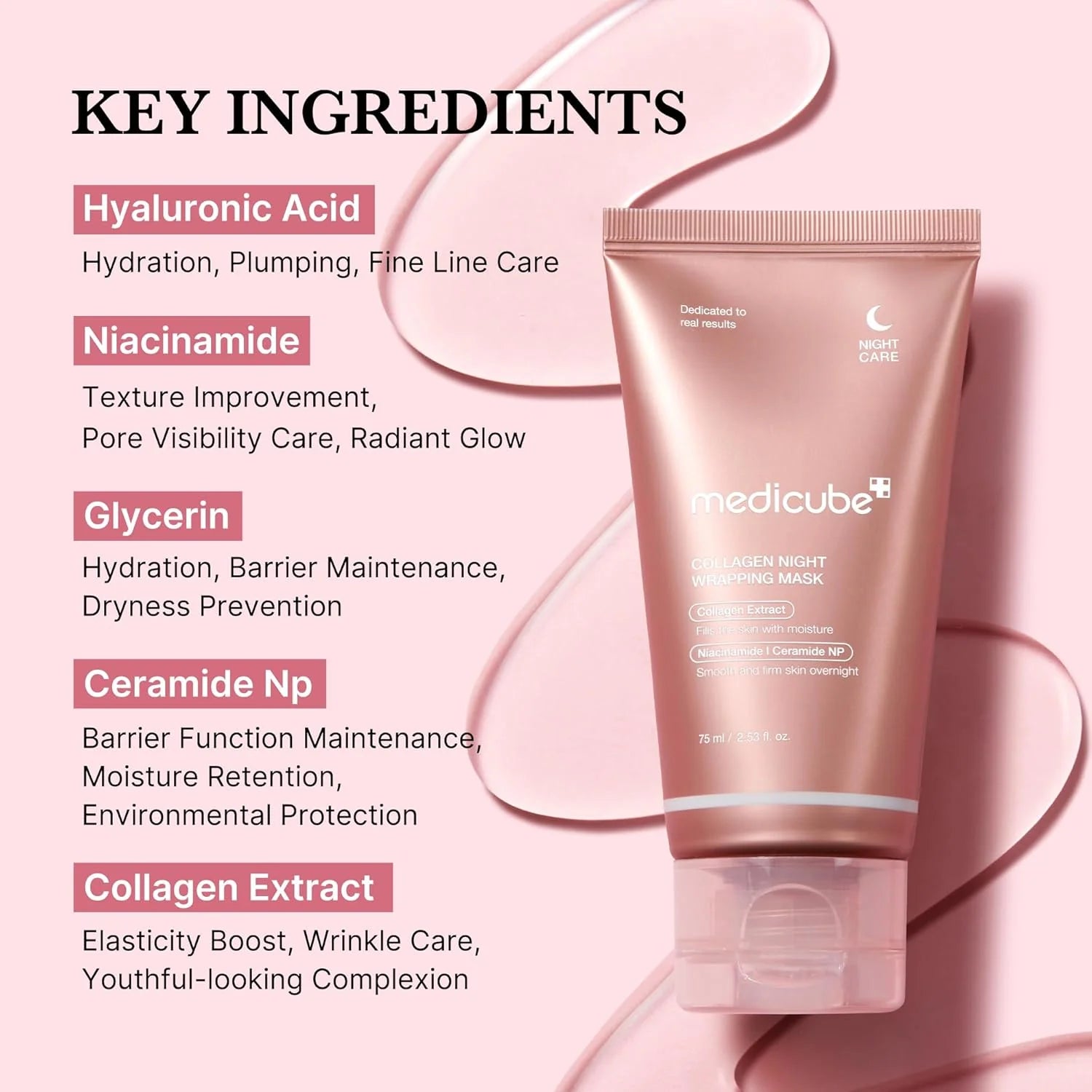 Medicube Collagen Night Wrapping Mask 75ml – Korean Overnight Peel-Off Mask for Firmer, Glowing Skin